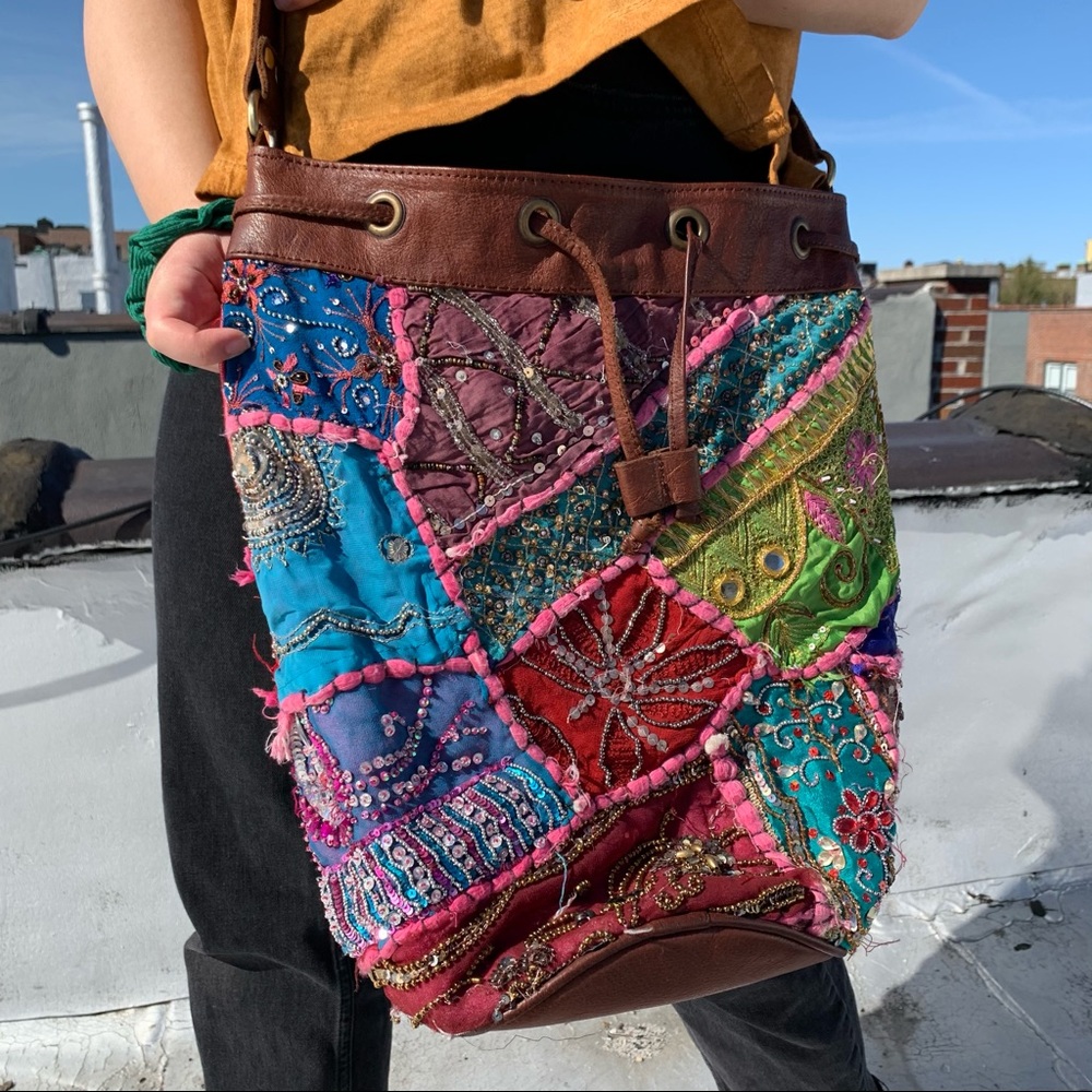 Raj Anthro Boho Embroidered Over the Shoulder Bag